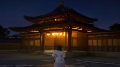 都市恋爱漫画推荐封面，男女主角在城市夜景中相视而笑，温暖橙色灯光氛围